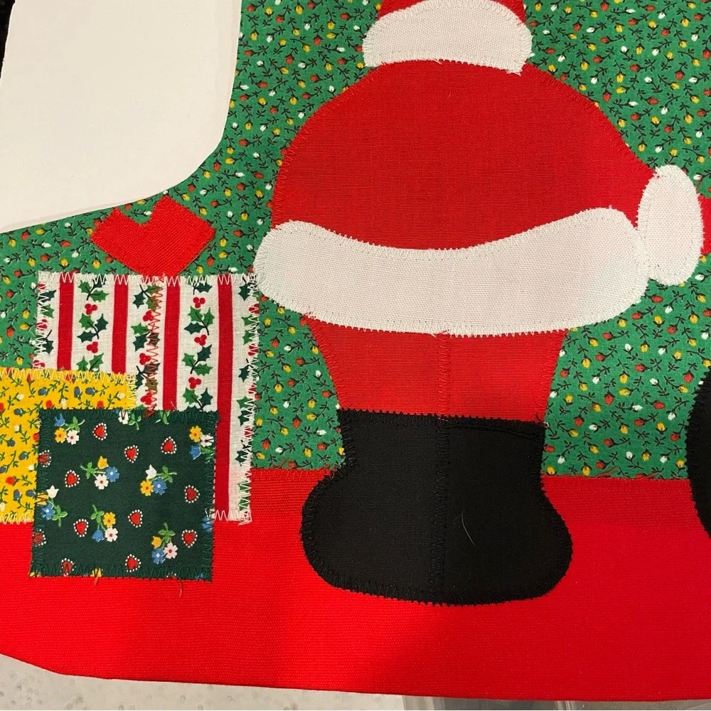 Vintage giant patchwork Christmas holiday stockings set of 2 patchwork cottage